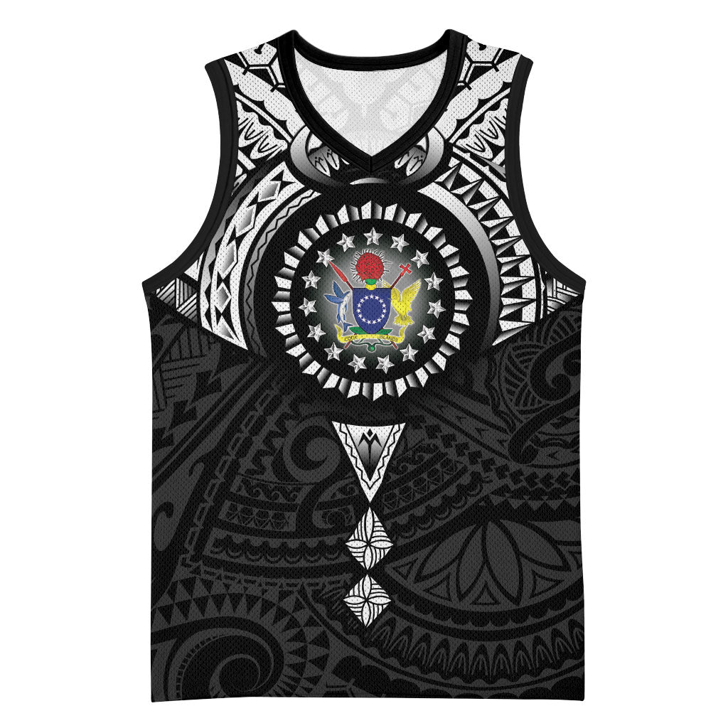 Cook Islands Manta Ray Basketball Jersey Kuki Airani Tattoo Black Color LT14 Unisex Black - Polynesian Pride