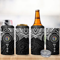 Cook Islands Manta Ray 4 in 1 Can Cooler Tumbler Kuki Airani Tattoo Black Color