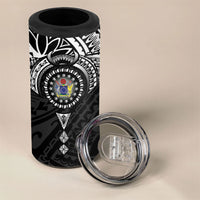 Cook Islands Manta Ray 4 in 1 Can Cooler Tumbler Kuki Airani Tattoo Black Color