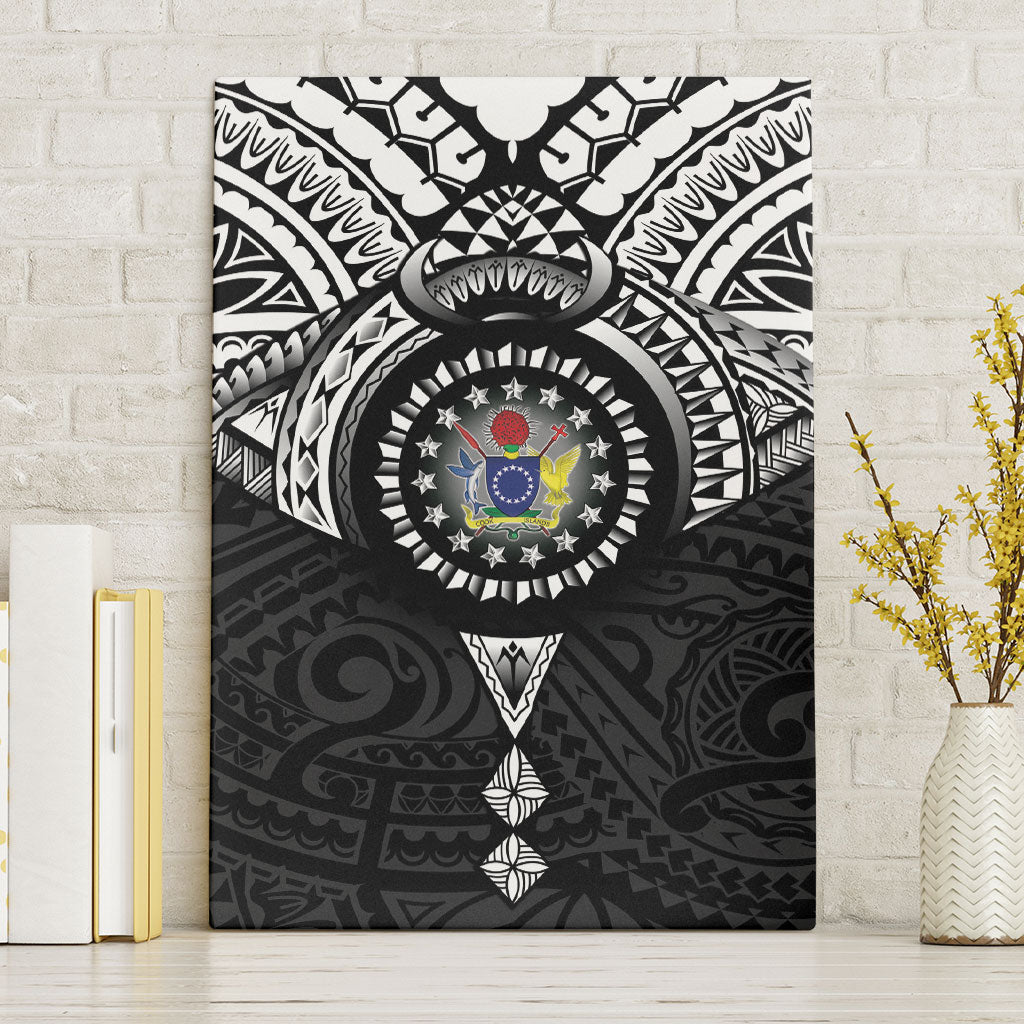 Cook Islands Manta Ray Canvas Wall Art Kuki Airani Tattoo Black Color