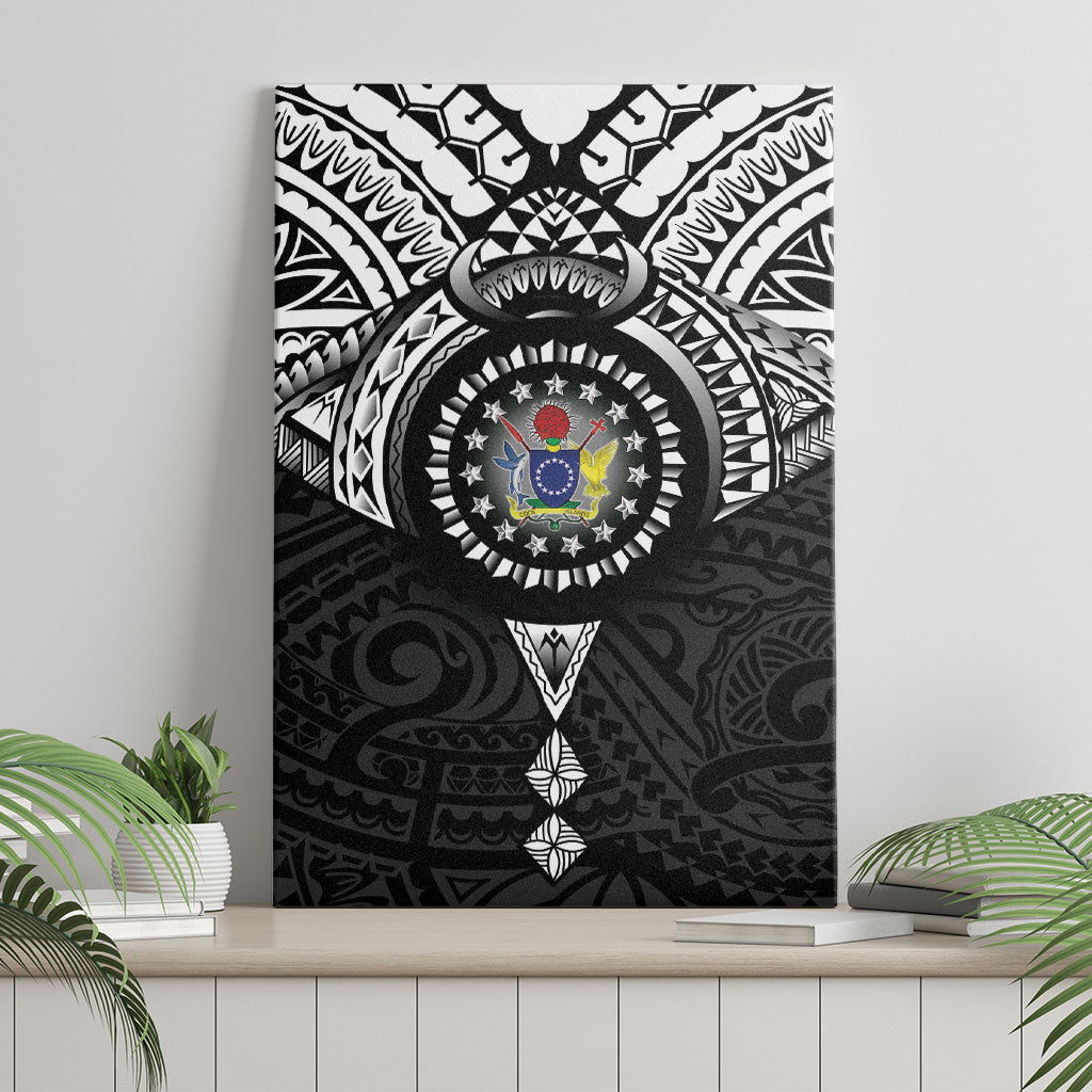 Cook Islands Manta Ray Canvas Wall Art Kuki Airani Tattoo Black Color
