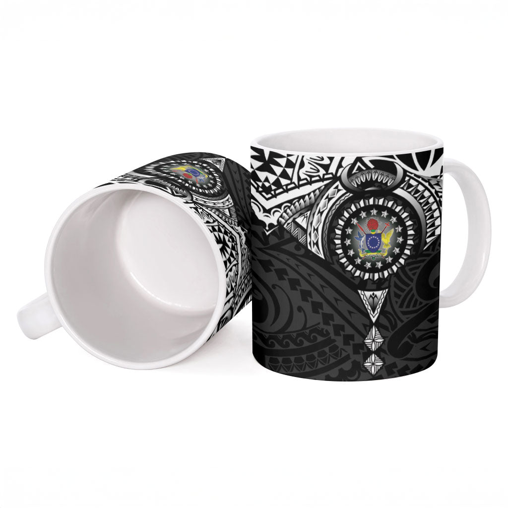 Cook Islands Manta Ray Ceramic Mug Kuki Airani Tattoo Black Color