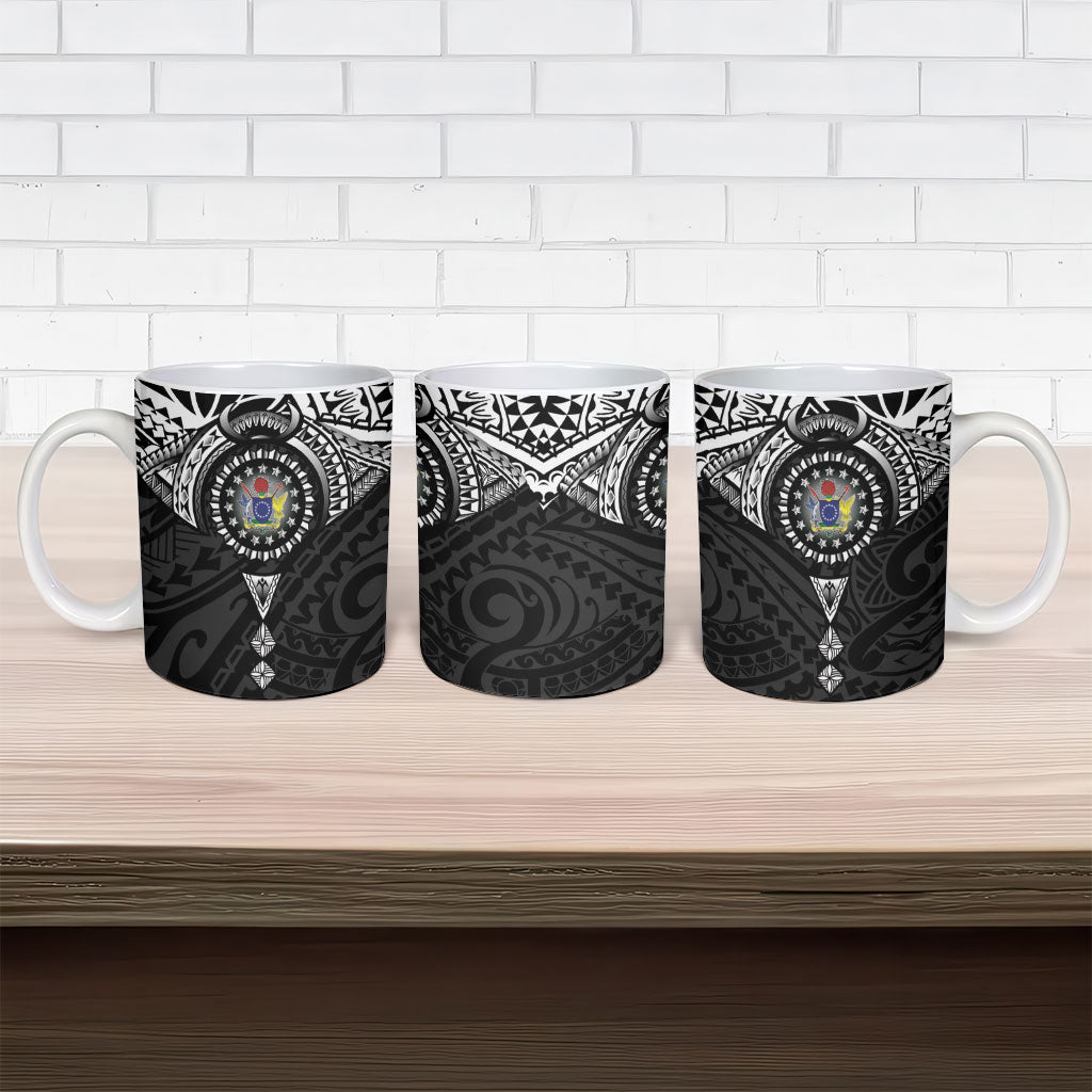 Cook Islands Manta Ray Ceramic Mug Kuki Airani Tattoo Black Color