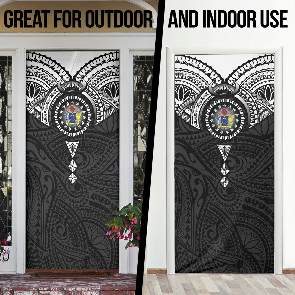 Cook Islands Manta Ray Door Cover Kuki Airani Tattoo Black Color