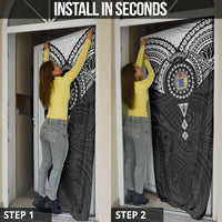 Cook Islands Manta Ray Door Cover Kuki Airani Tattoo Black Color