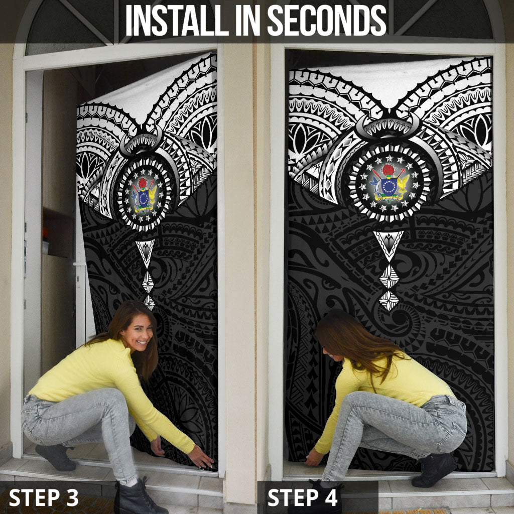Cook Islands Manta Ray Door Cover Kuki Airani Tattoo Black Color
