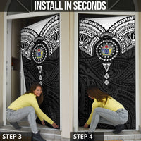 Cook Islands Manta Ray Door Cover Kuki Airani Tattoo Black Color