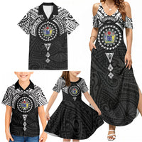 Cook Islands Manta Ray Family Matching Summer Maxi Dress and Hawaiian Shirt Kuki Airani Tattoo Black Color LT14 - Polynesian Pride