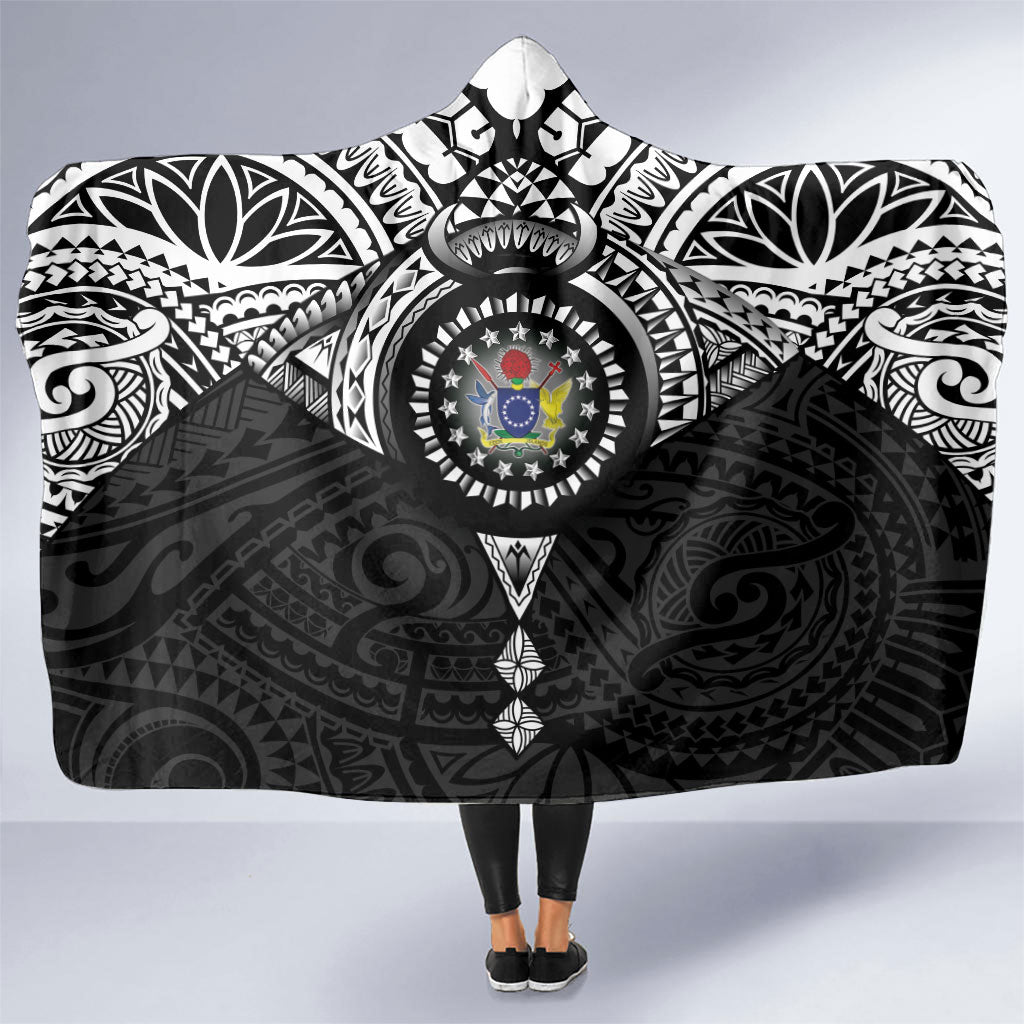 Cook Islands Manta Ray Hooded Blanket Kuki Airani Tattoo Black Color LT14 One Size Black - Polynesian Pride