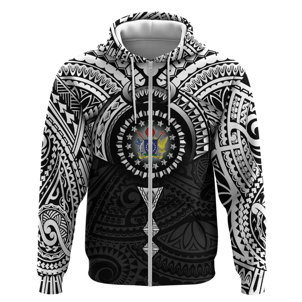 Cook Islands Manta Ray Hoodie Kuki Airani Tattoo Black Color