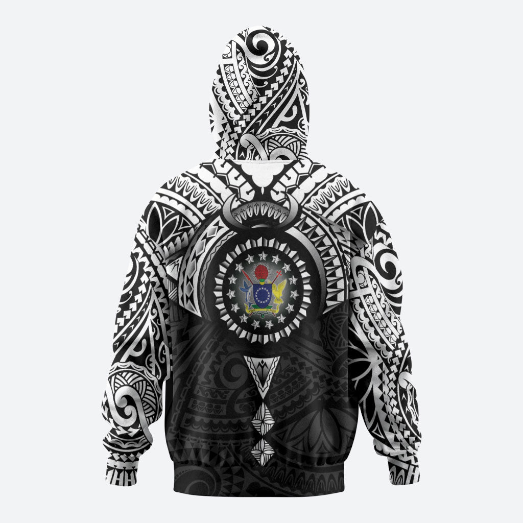 Cook Islands Manta Ray Hoodie Kuki Airani Tattoo Black Color
