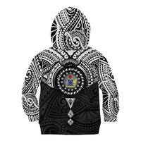 Cook Islands Manta Ray Kid Hoodie Kuki Airani Tattoo Black Color