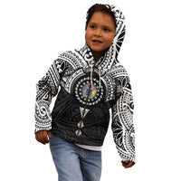 Cook Islands Manta Ray Kid Hoodie Kuki Airani Tattoo Black Color