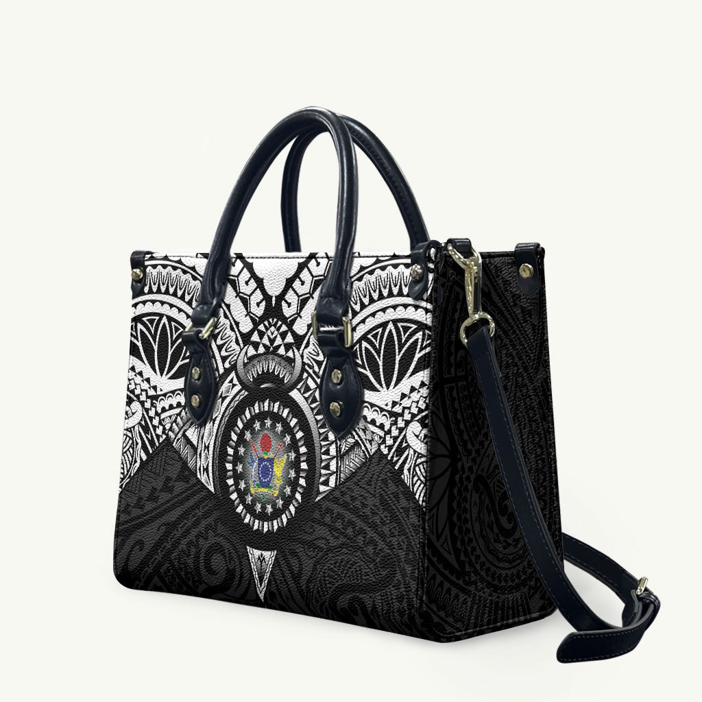 Cook Islands Manta Ray Leather Bag Kuki Airani Tattoo Black Color