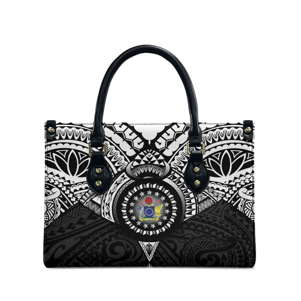Cook Islands Manta Ray Leather Bag Kuki Airani Tattoo Black Color