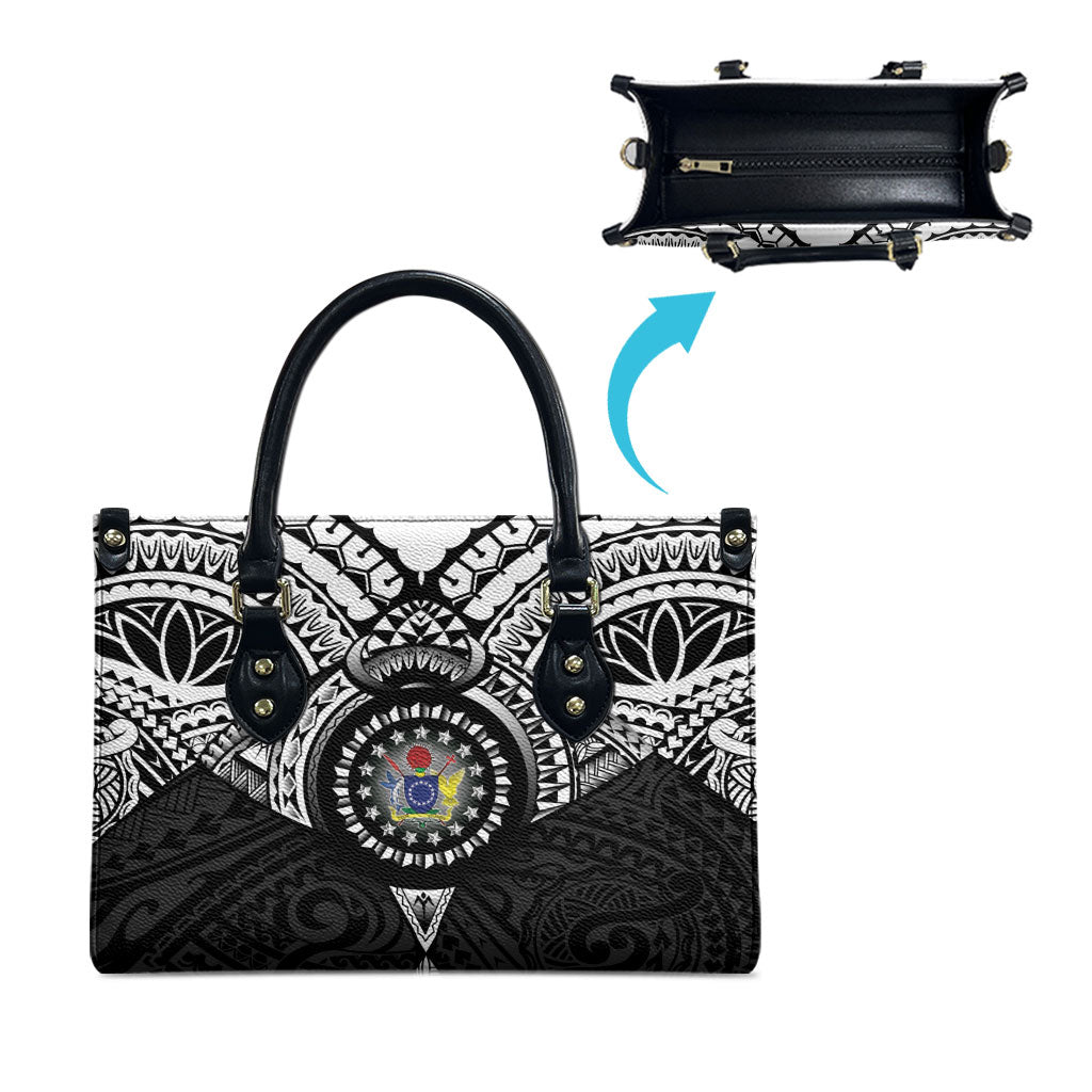 Cook Islands Manta Ray Leather Bag Kuki Airani Tattoo Black Color