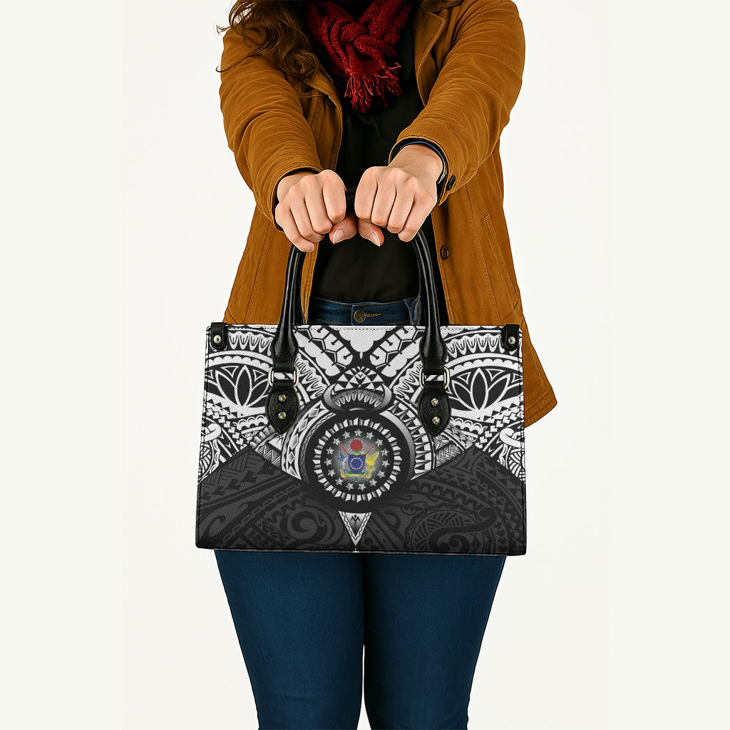 Cook Islands Manta Ray Leather Bag Kuki Airani Tattoo Black Color