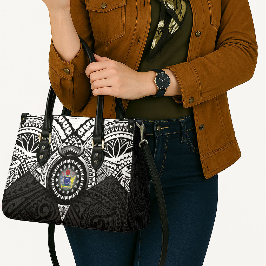 Cook Islands Manta Ray Leather Bag Kuki Airani Tattoo Black Color