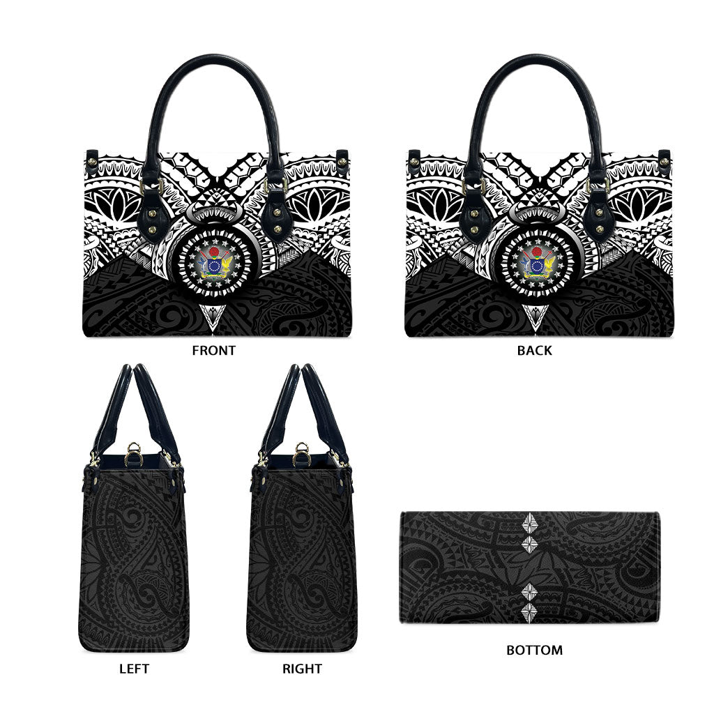 Cook Islands Manta Ray Leather Bag Kuki Airani Tattoo Black Color