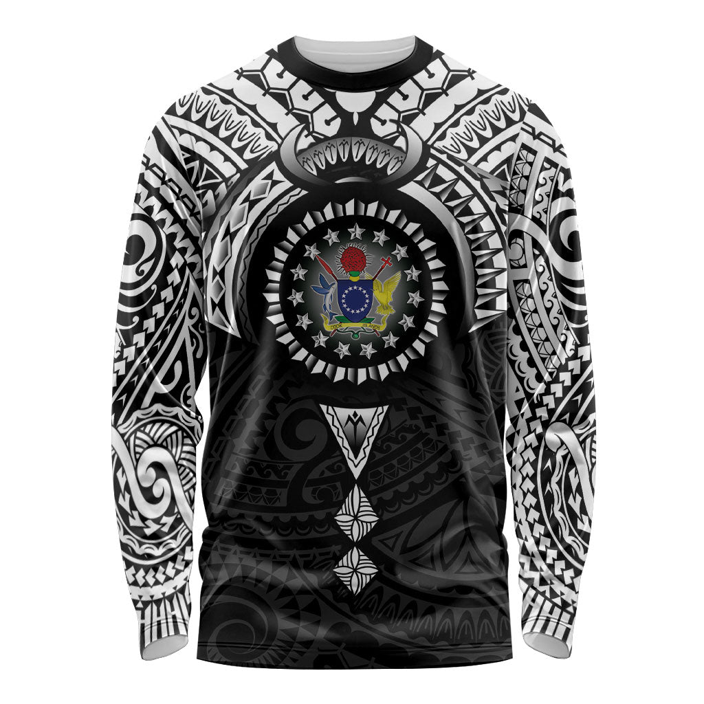 Cook Islands Manta Ray Long Sleeve Shirt Kuki Airani Tattoo Black Color LT14 Unisex Black - Polynesian Pride