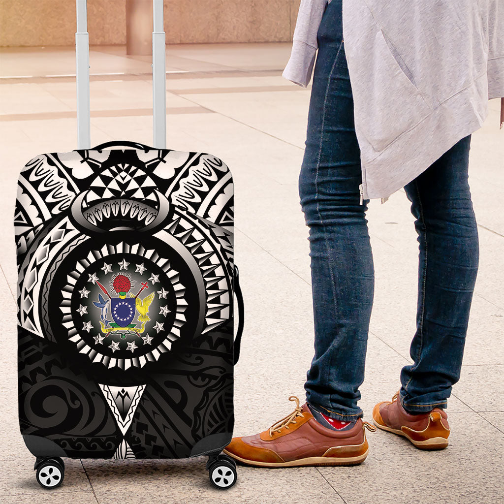 Cook Islands Manta Ray Luggage Cover Kuki Airani Tattoo Black Color LT14 Black - Polynesian Pride