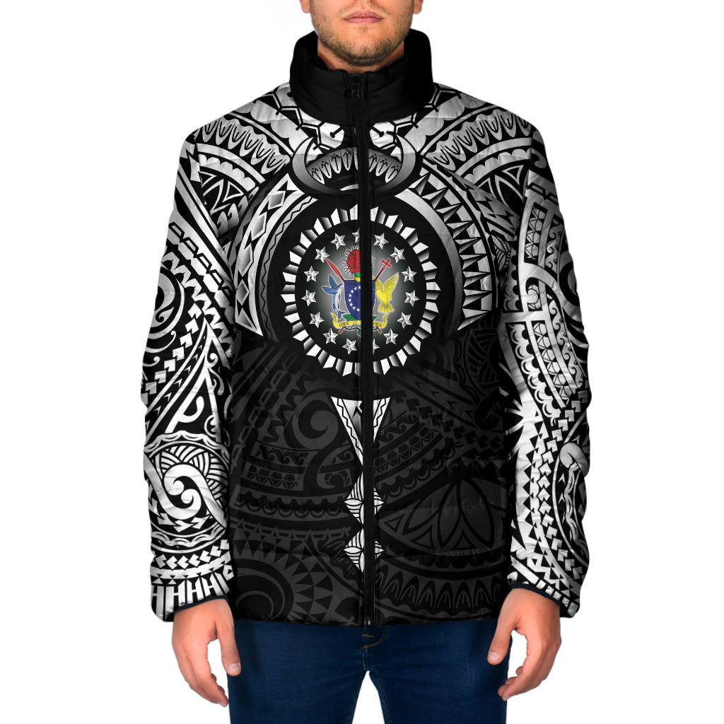 Cook Islands Manta Ray Padded Jacket Kuki Airani Tattoo Black Color LT14 Men Black - Polynesian Pride