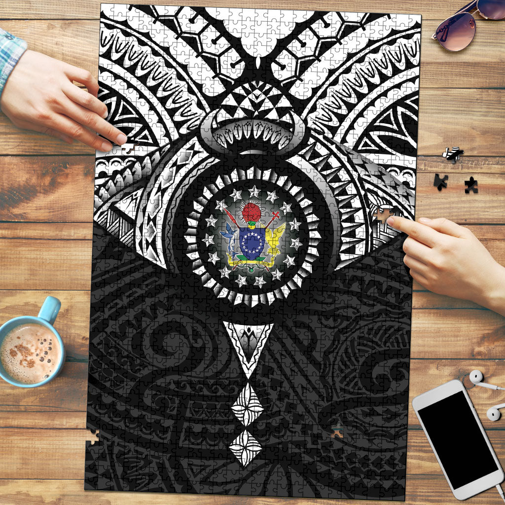 Cook Islands Manta Ray Puzzle Kuki Airani Tattoo Black Color LT14 Black - Polynesian Pride