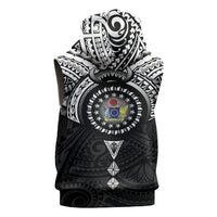 Cook Islands Manta Ray Sleeveless Zip Hoodie Kuki Airani Tattoo Black Color