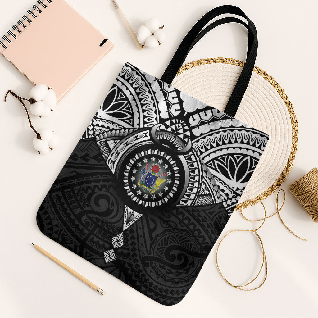 Cook Islands Manta Ray Tote Bag Kuki Airani Tattoo Black Color LT14 Black Strap One Size Black - Polynesian Pride