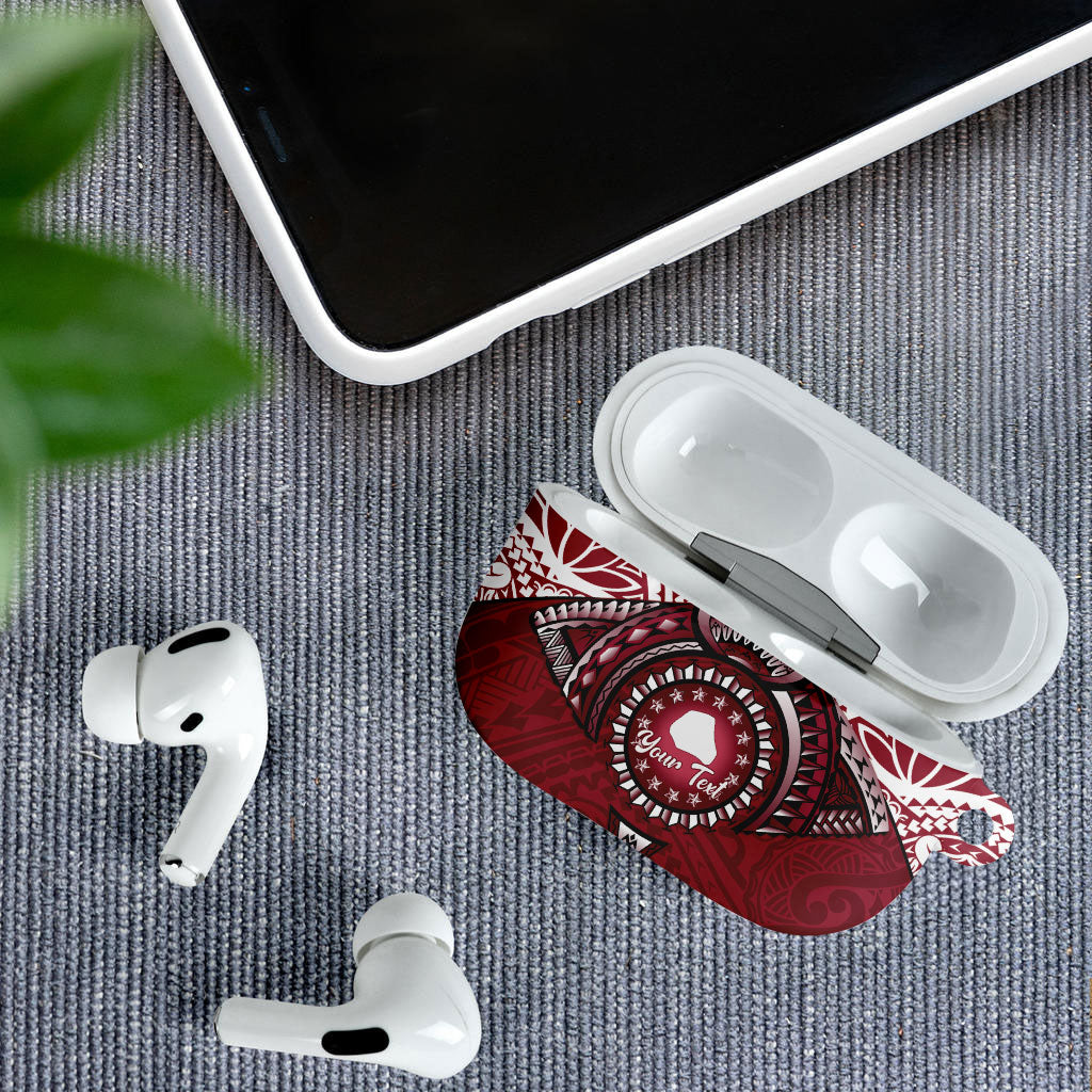 Personalised Cook Islands Mangaia AirPods Case Map With Kuki Airani Manta Ray Tattoo