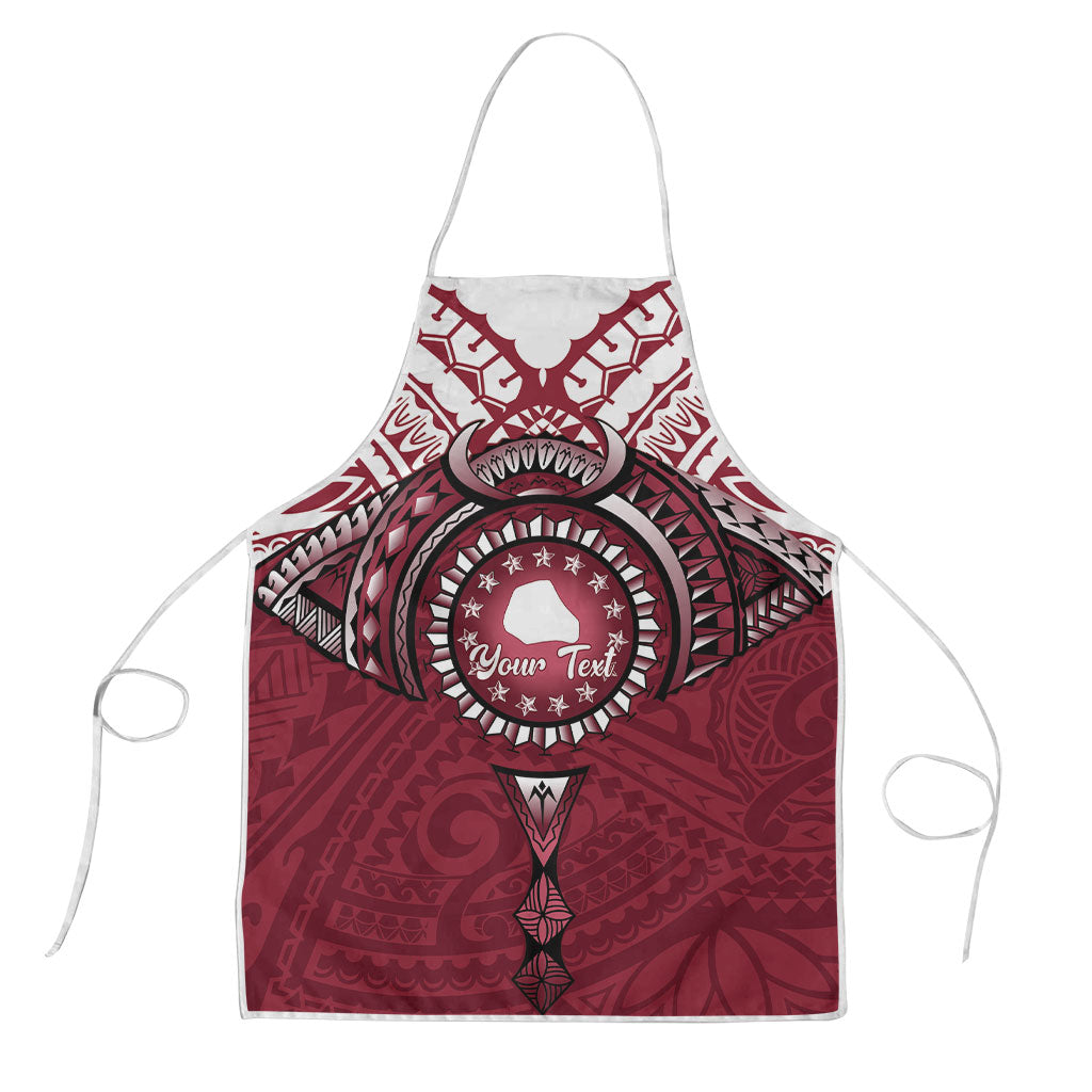 Personalised Cook Islands Mangaia Apron Map With Kuki Airani Manta Ray Tattoo LT14 Maroon - Polynesian Pride