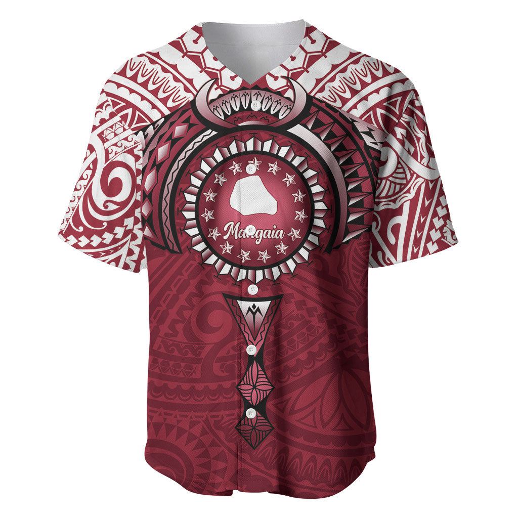 Personalised Cook Islands Mangaia Baseball Jersey Map With Kuki Airani Manta Ray Tattoo LT14 Maroon - Polynesian Pride