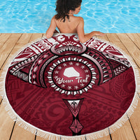 Personalised Cook Islands Mangaia Beach Blanket Map With Kuki Airani Manta Ray Tattoo