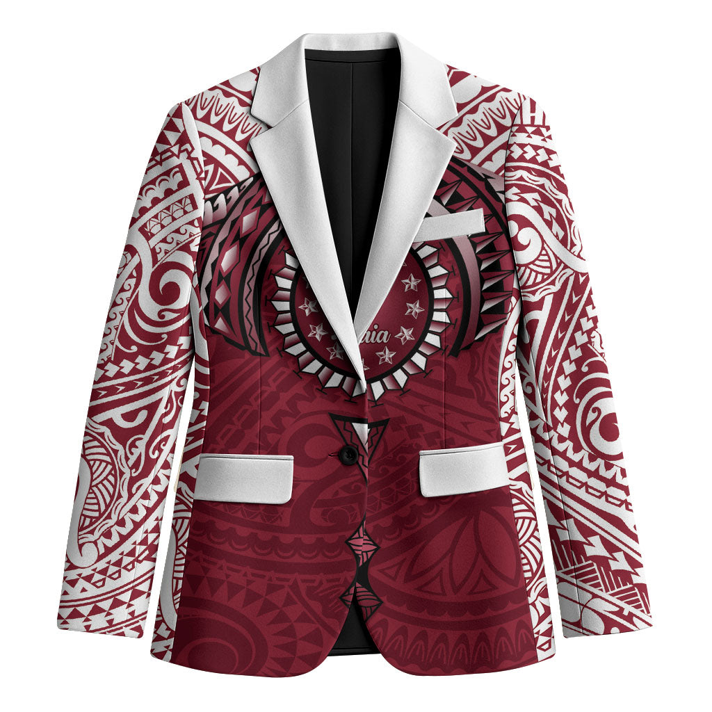 Personalised Cook Islands Mangaia Blazer Map With Kuki Airani Manta Ray Tattoo LT14 Unisex Maroon - Polynesian Pride