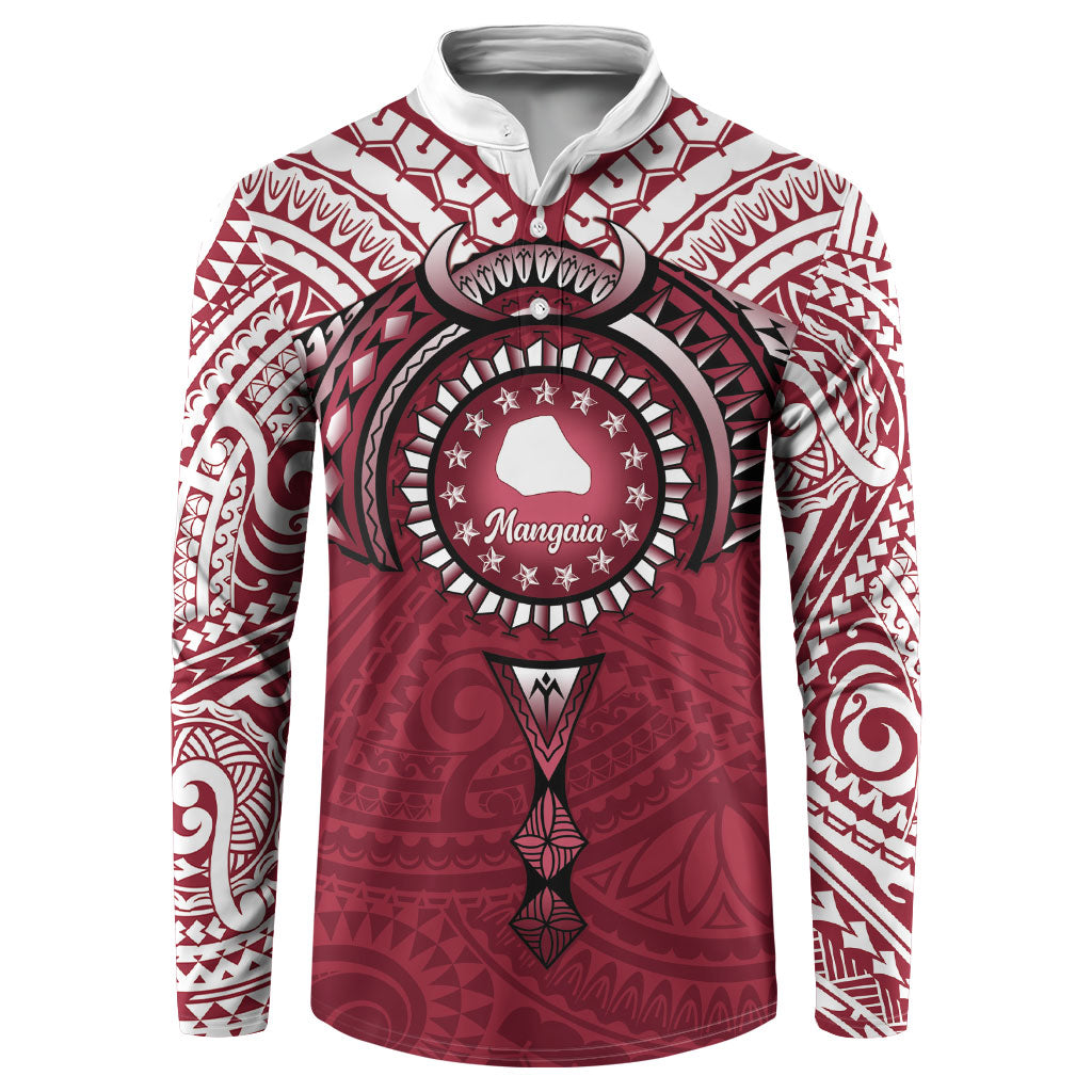Personalised Cook Islands Mangaia Button Sweatshirt Map With Kuki Airani Manta Ray Tattoo LT14 Maroon - Polynesian Pride