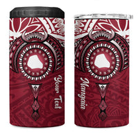 Personalised Cook Islands Mangaia 4 in 1 Can Cooler Tumbler Map With Kuki Airani Manta Ray Tattoo