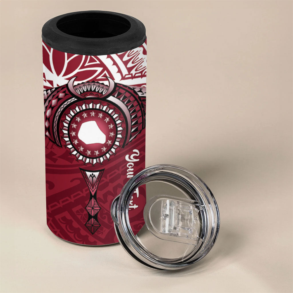 Personalised Cook Islands Mangaia 4 in 1 Can Cooler Tumbler Map With Kuki Airani Manta Ray Tattoo