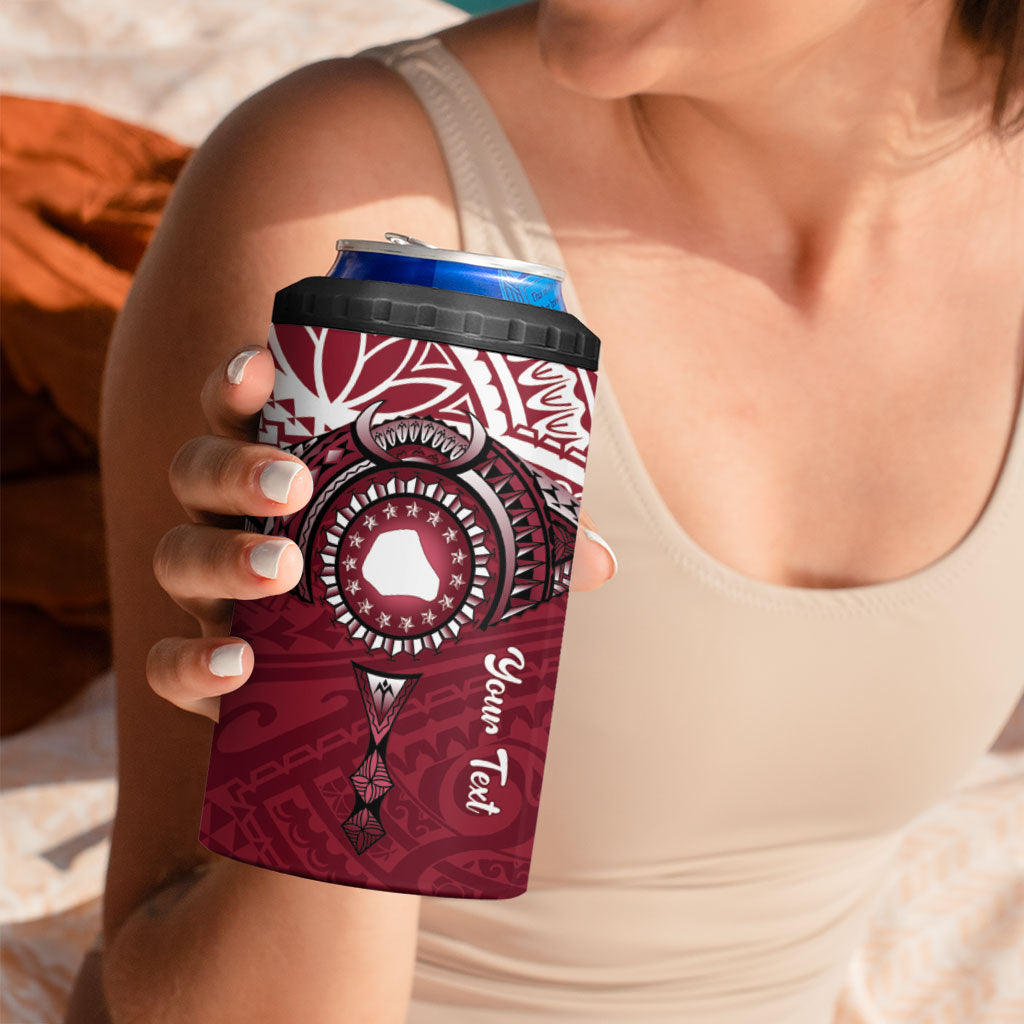 Personalised Cook Islands Mangaia 4 in 1 Can Cooler Tumbler Map With Kuki Airani Manta Ray Tattoo