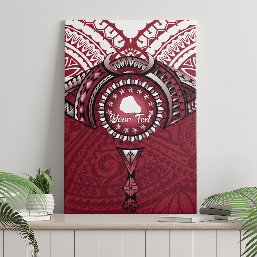 Personalised Cook Islands Mangaia Canvas Wall Art Map With Kuki Airani Manta Ray Tattoo