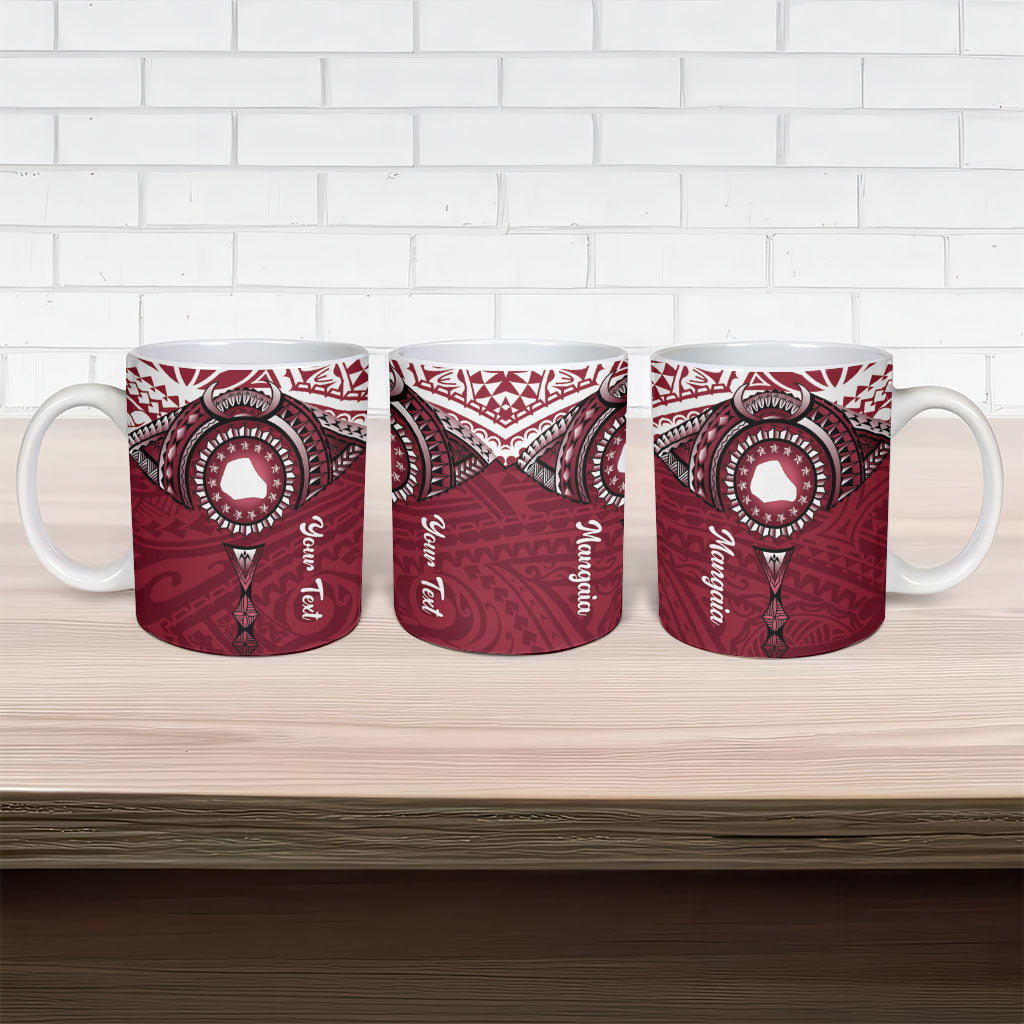 Personalised Cook Islands Mangaia Ceramic Mug Map With Kuki Airani Manta Ray Tattoo