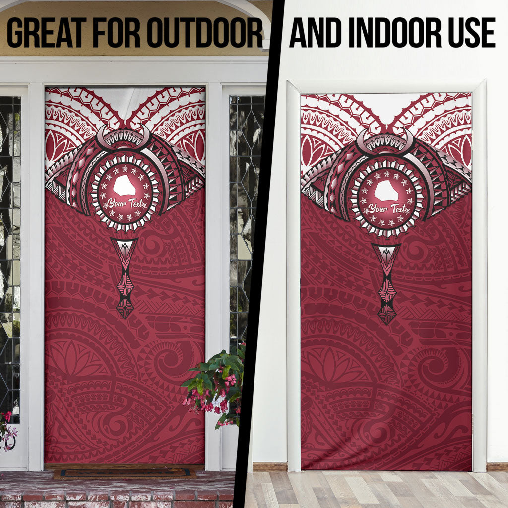 Personalised Cook Islands Mangaia Door Cover Map With Kuki Airani Manta Ray Tattoo