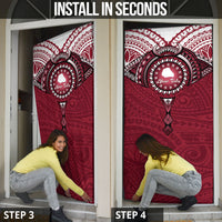 Personalised Cook Islands Mangaia Door Cover Map With Kuki Airani Manta Ray Tattoo