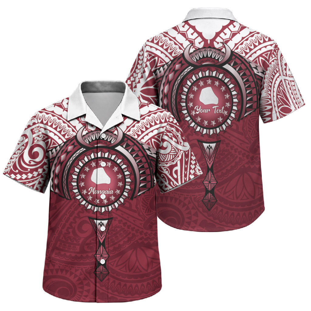Personalised Cook Islands Mangaia Family Matching Off Shoulder Maxi Dress and Hawaiian Shirt Map With Kuki Airani Manta Ray Tattoo LT14 Son's Shirt Maroon - Polynesian Pride