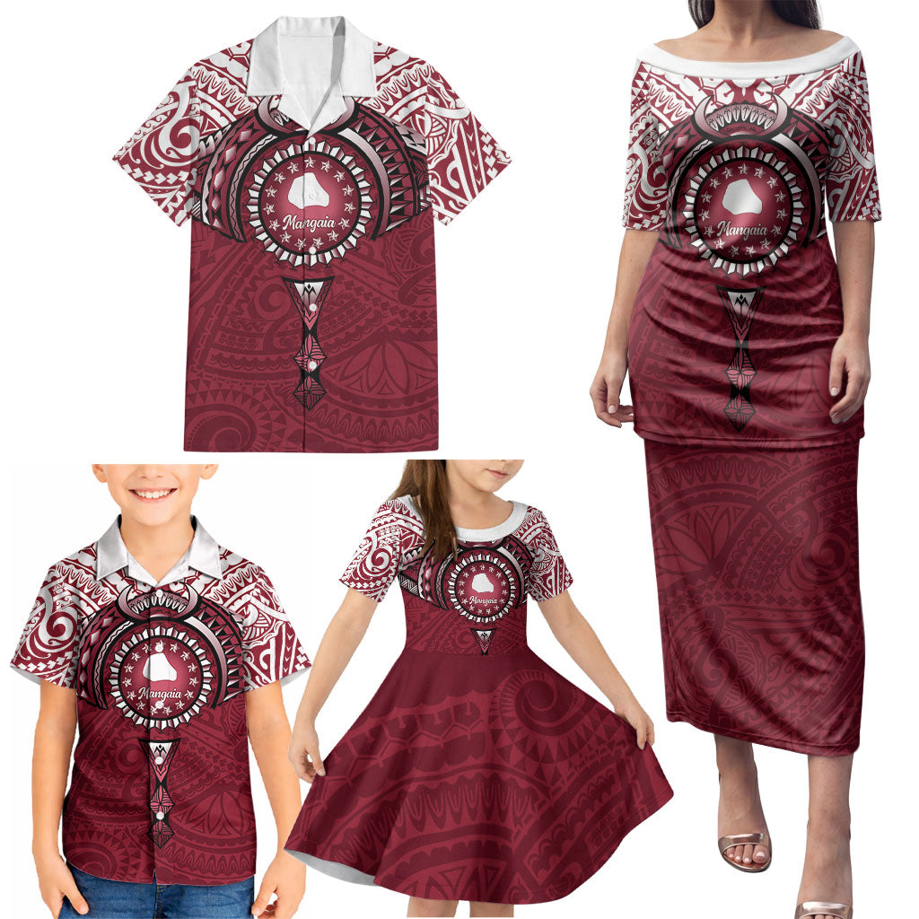 Personalised Cook Islands Mangaia Family Matching Puletasi and Hawaiian Shirt Map With Kuki Airani Manta Ray Tattoo LT14 - Polynesian Pride