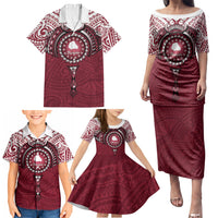 Personalised Cook Islands Mangaia Family Matching Puletasi and Hawaiian Shirt Map With Kuki Airani Manta Ray Tattoo LT14 - Polynesian Pride