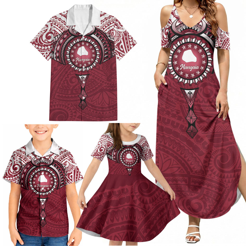 Personalised Cook Islands Mangaia Family Matching Summer Maxi Dress and Hawaiian Shirt Map With Kuki Airani Manta Ray Tattoo LT14 - Polynesian Pride