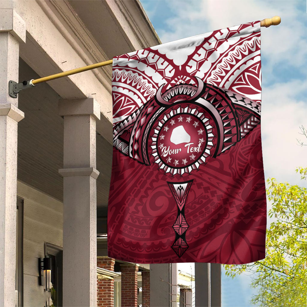 Personalised Cook Islands Mangaia Garden Flag Map With Kuki Airani Manta Ray Tattoo LT14 House Flag Maroon - Polynesian Pride