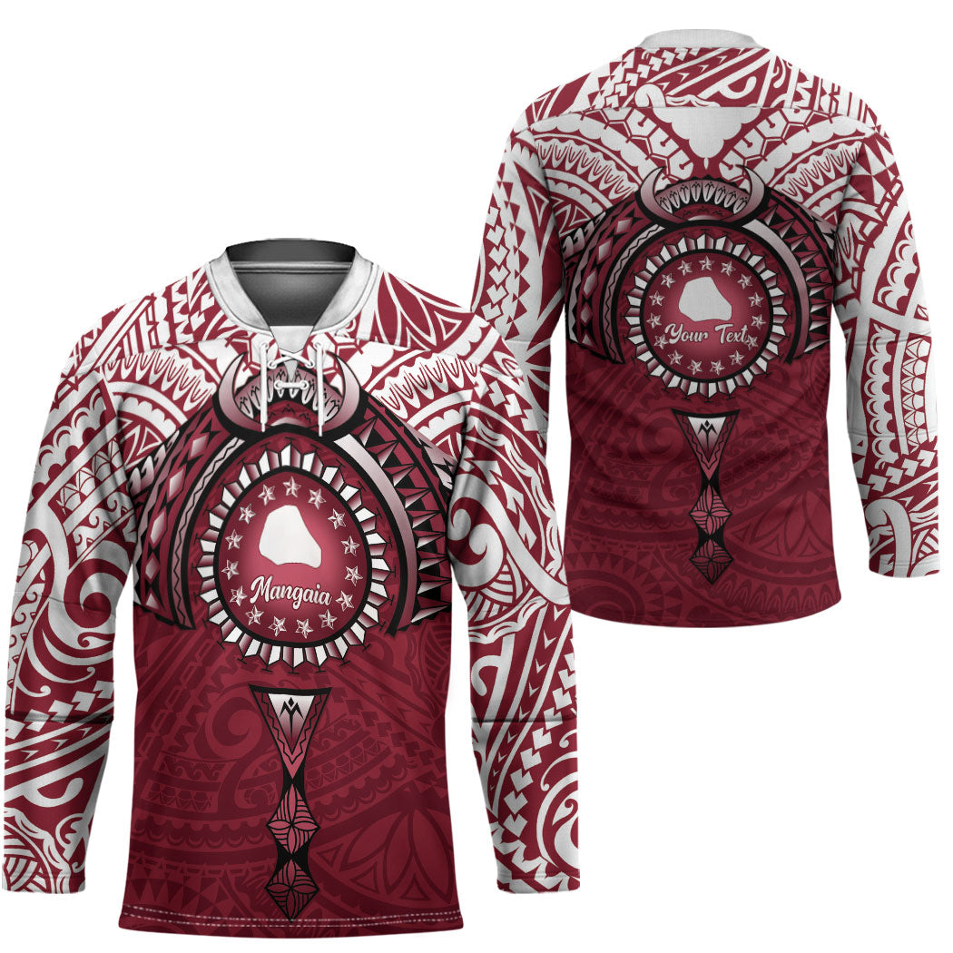 Personalised Cook Islands Mangaia Hockey Jersey Map With Kuki Airani Manta Ray Tattoo LT14 - Polynesian Pride