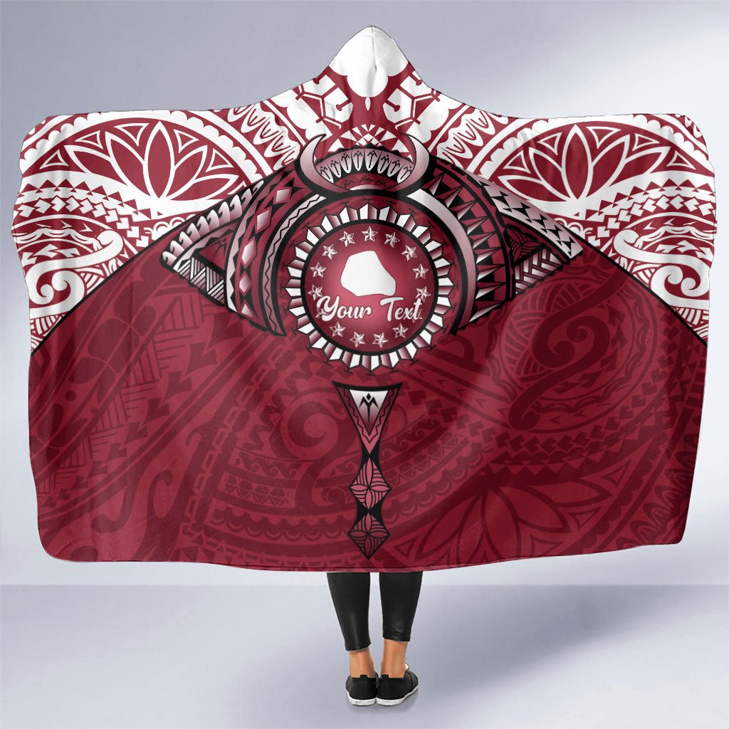 Personalised Cook Islands Mangaia Hooded Blanket Map With Kuki Airani Manta Ray Tattoo LT14 One Size Maroon - Polynesian Pride