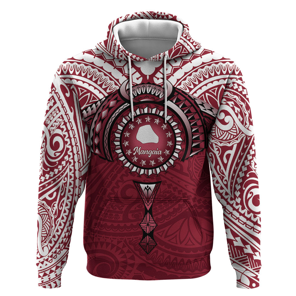 Personalised Cook Islands Mangaia Hoodie Map With Kuki Airani Manta Ray Tattoo